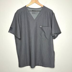 FIGS Mens Scrub Top XL Gray Two Pockets Technical‎ Collection Medical Caretaker